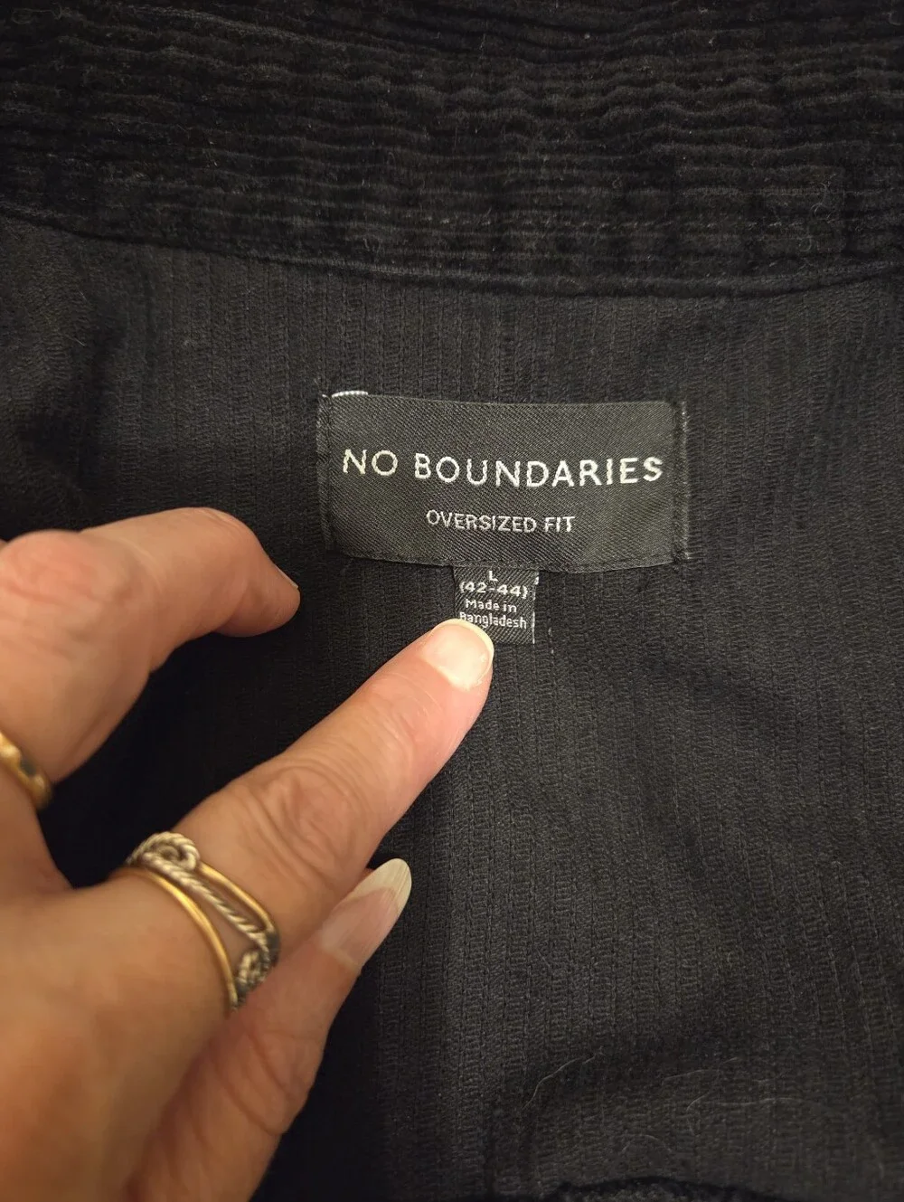 No Boundaries Black Corduroy Shacket Snaps Oversized  100% Cotton Size Large